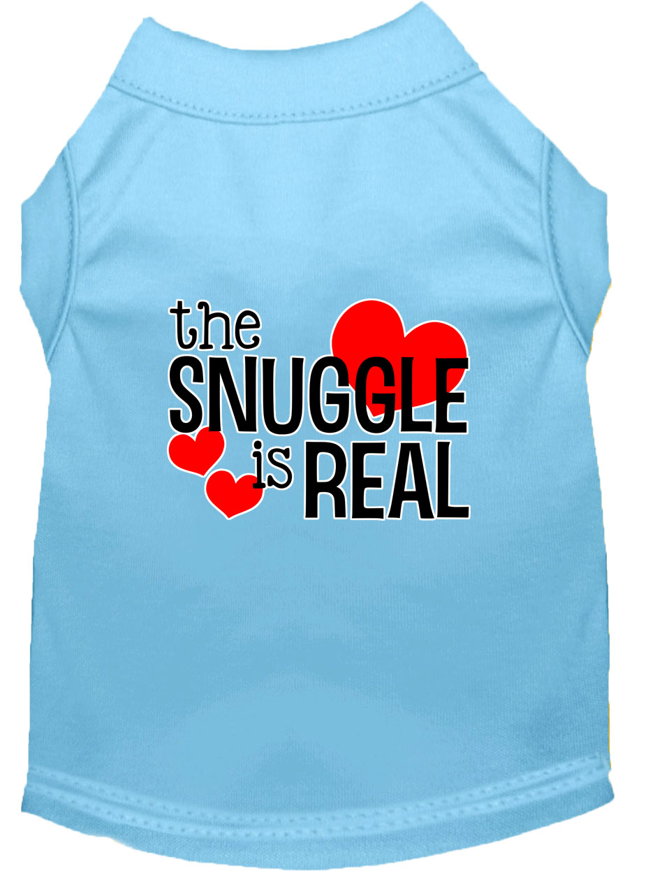 The Snuggle is Real Screen Print Dog Shirt Baby Blue Sm